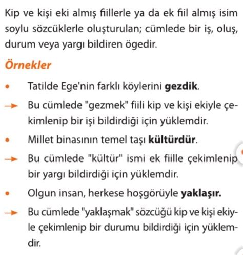 8 sınıf türkçe yüklem özne örnekleri